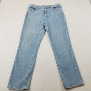 Paige Sarah Slim Crop Jeans High Rise Stretchy Denim In Harmonic Blue Size 32